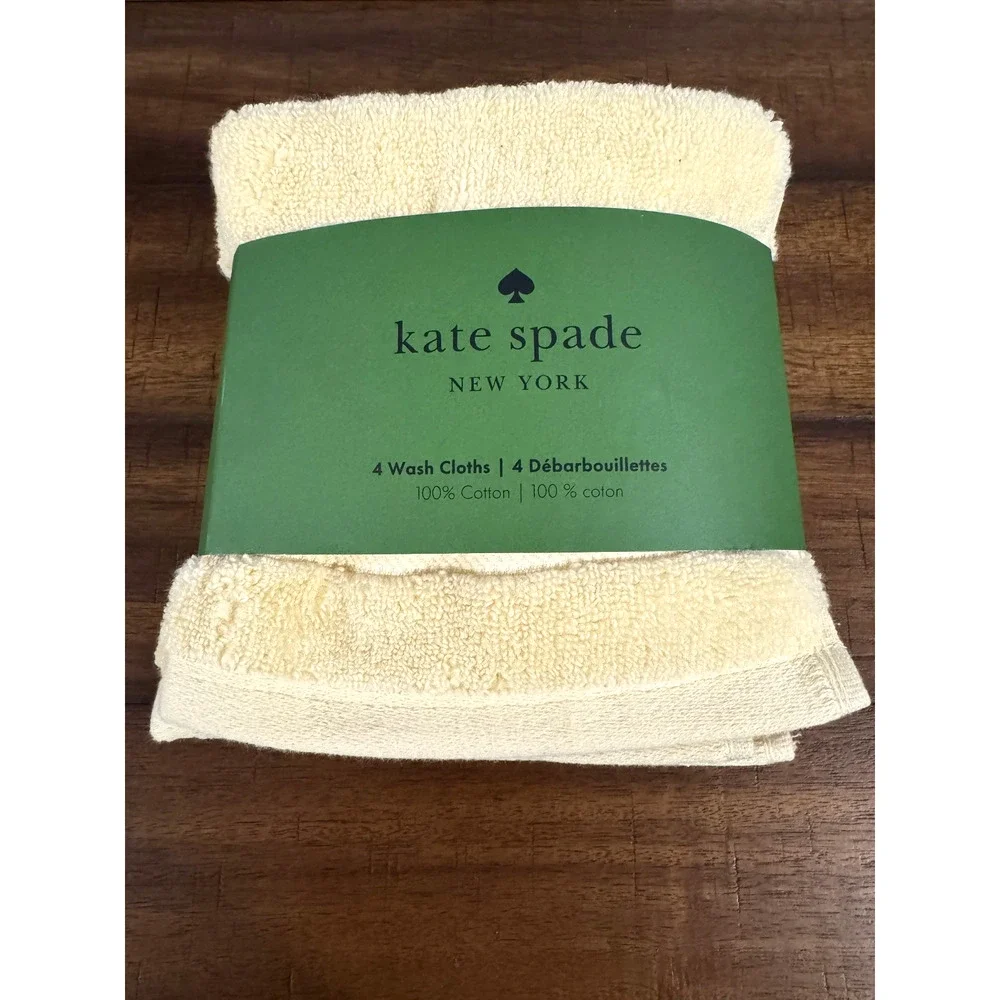 Kate Spade New York Set of 4 Wash Cloths 100% Cotton Yellow 13